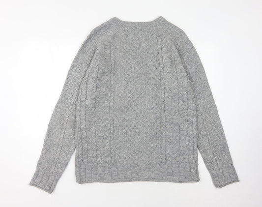 Jack & Jones Men's Grey Cable-Knit Pullover, Size S