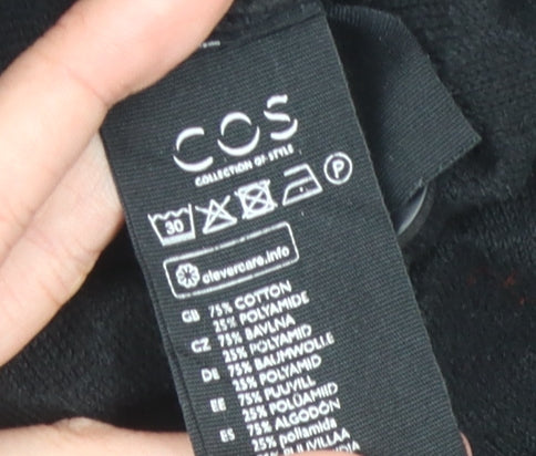 Brand and care label for COS Women's Black Cardigan XS Collared Casual