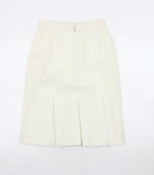 St Michael Women's Ivory Short Pleated Skirt Size 10