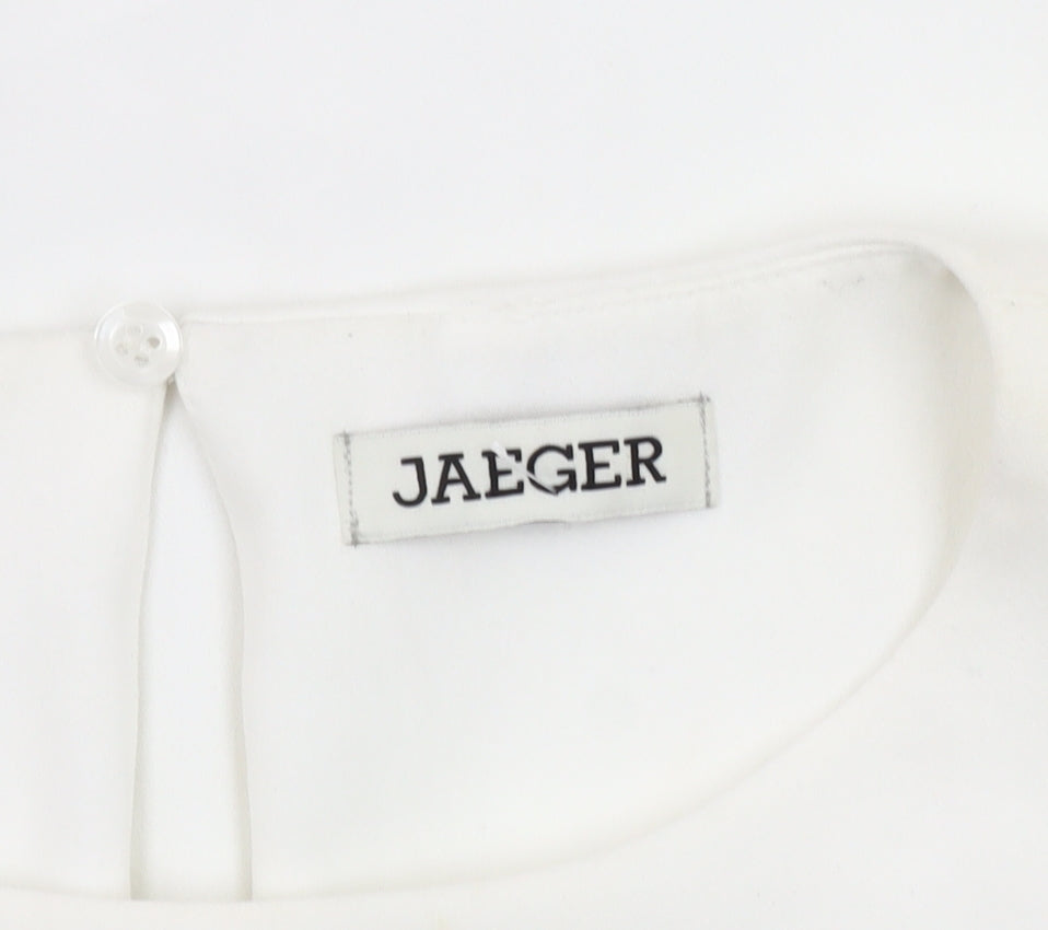 Jaeger Women's White Blouse Size 12 with Button Accents