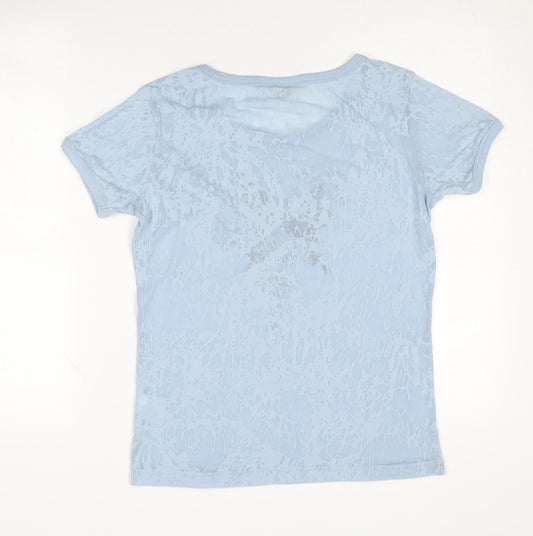 Womens UK Size 16 Lakeland Blue Cotton Blend T-Shirt