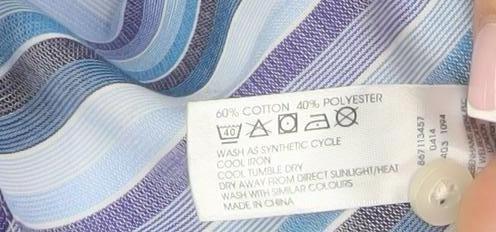 Brand and care label for Thomas Nash Men's Multicoloured Striped Shirt M
