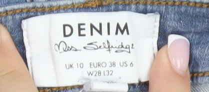 Brand and care label for Miss Selfridge Women's Blue Skinny Jeans -, size 10