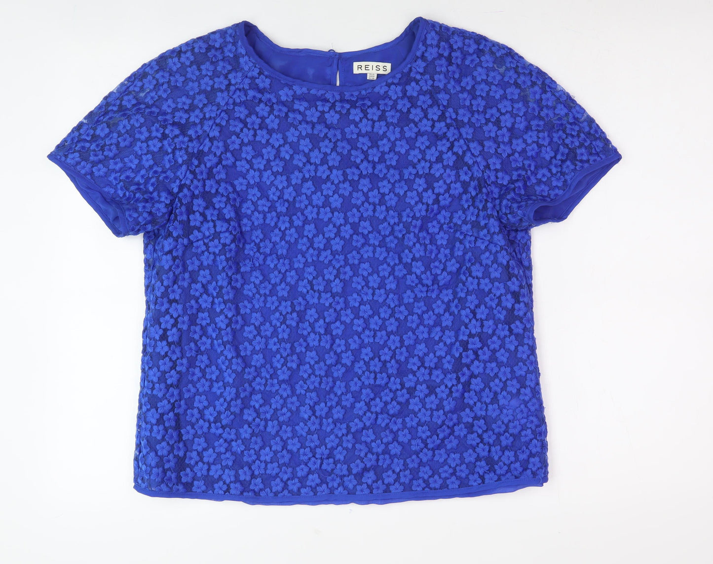 Reiss Women's Blue Floral Short Sleeve Top