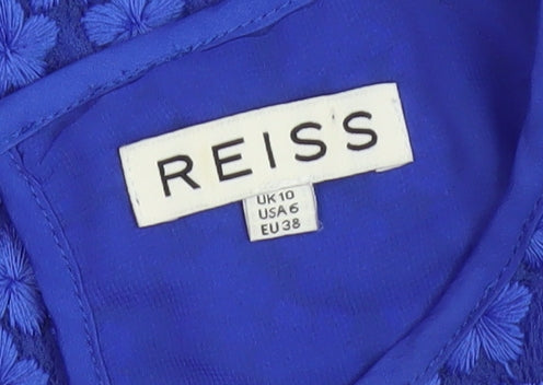Reiss Women's Blue Floral Short Sleeve Top