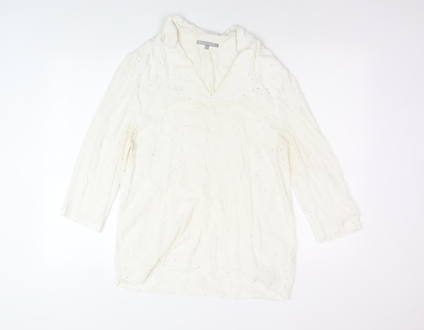 Oliver Bonas Women's White Blouse Size 14 V-Neck