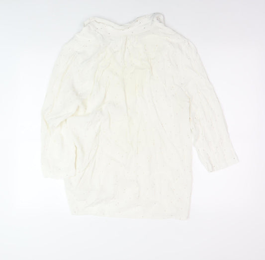 Womens UK Size 14 Oliver Bonas White Viscose Blouse