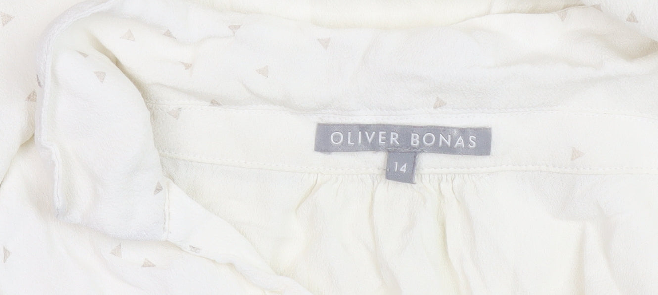 Oliver Bonas Women's White Blouse Size 14 V-Neck