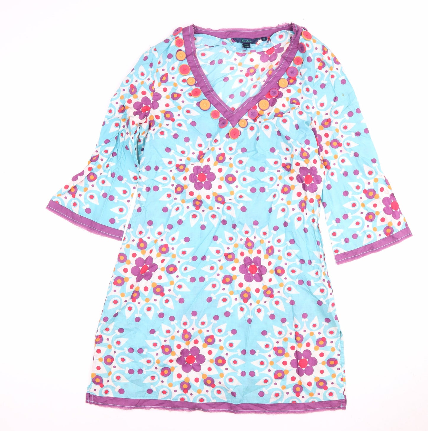 Boden Women's Multicoloured Floral Cotton Shift Dress Size 10