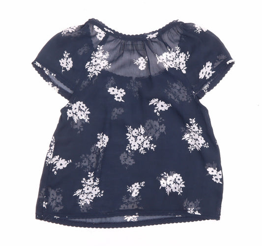 Abercrombie Women's Blue Floral Blouse, Size L