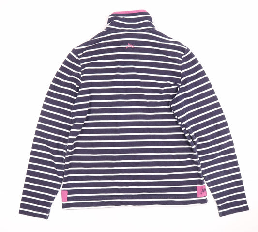 Joules Women's Blue Striped Pullover Hoodie, Size 12