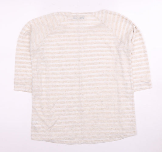 Next Women's Ivory Striped Crew Neck Top Size 10