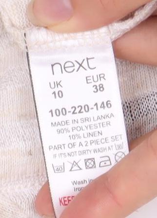 Next Women's Ivory Striped Crew Neck Top Size 10