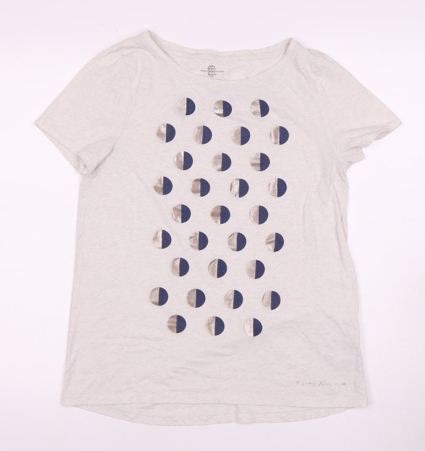 Tommy Hilfiger Women's Grey Polka Dot T-Shirt M