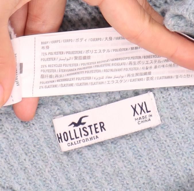 Hollister Women's Blue Striped Pullover Jumper 2XL