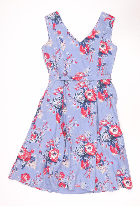 Laura Ashley Floral A-Line Dress, Blue, Size 10, Women
