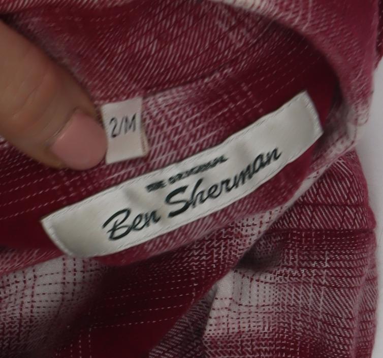 Ben Sherman Men's Red Plaid Long Sleeve Shirt M