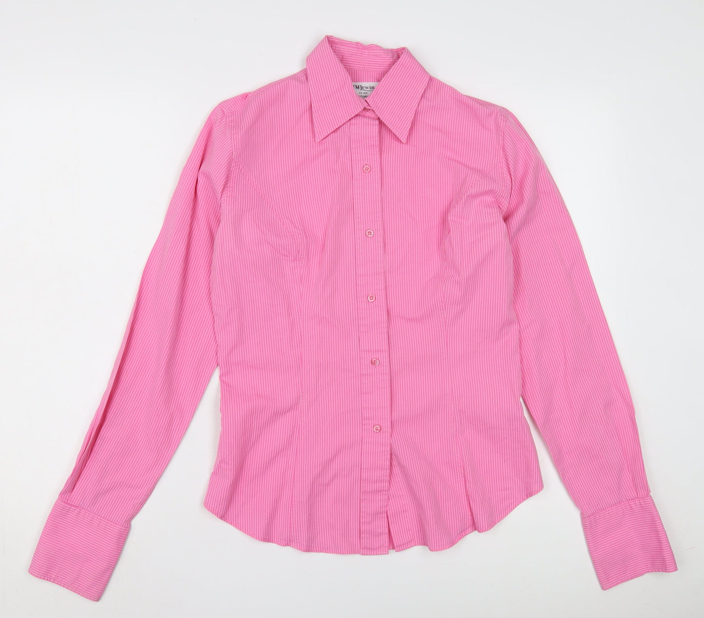T.M. Lewin Women's Pink Striped Button-Up Shirt 10