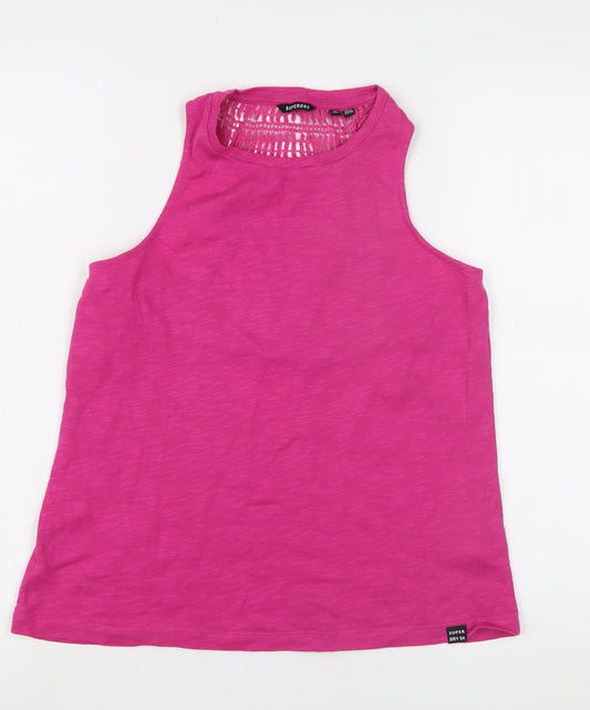Superdry Women's Pink Tank Top UK 10 with Crochet Detail