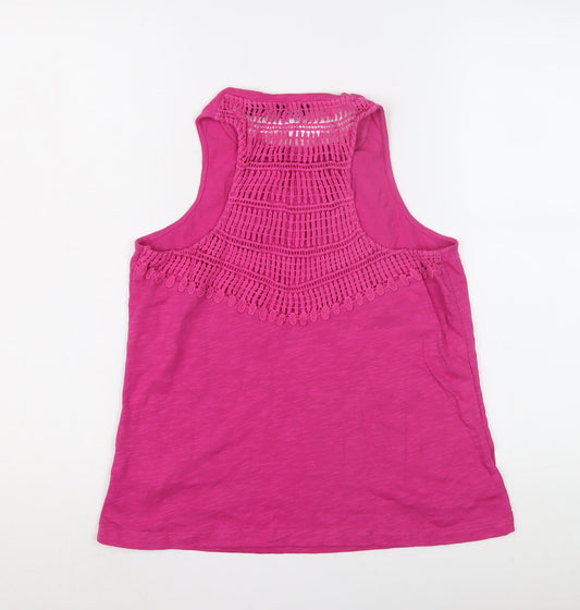 Superdry Women's Pink Tank Top UK 10 with Crochet Detail