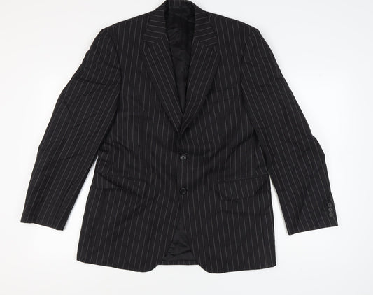 Mens 40 Chest Regular Aquascutum Black Two-Button Blazer
