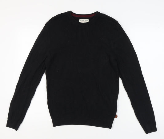 Racing Green Men's Black Cotton Pullover Jumper Size L