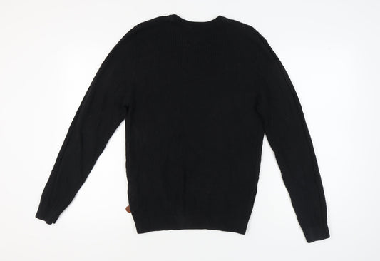 Racing Green Men's Black Cotton Pullover Jumper Size L