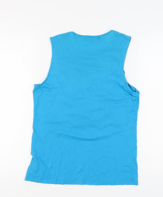 Lauren Ralph Lauren Women's Blue Ruffle Tank - M