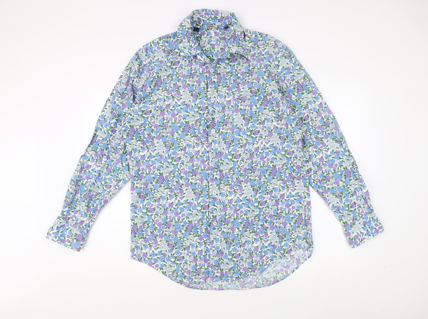 Boden Men's Floral Multicoloured Collared Shirt M