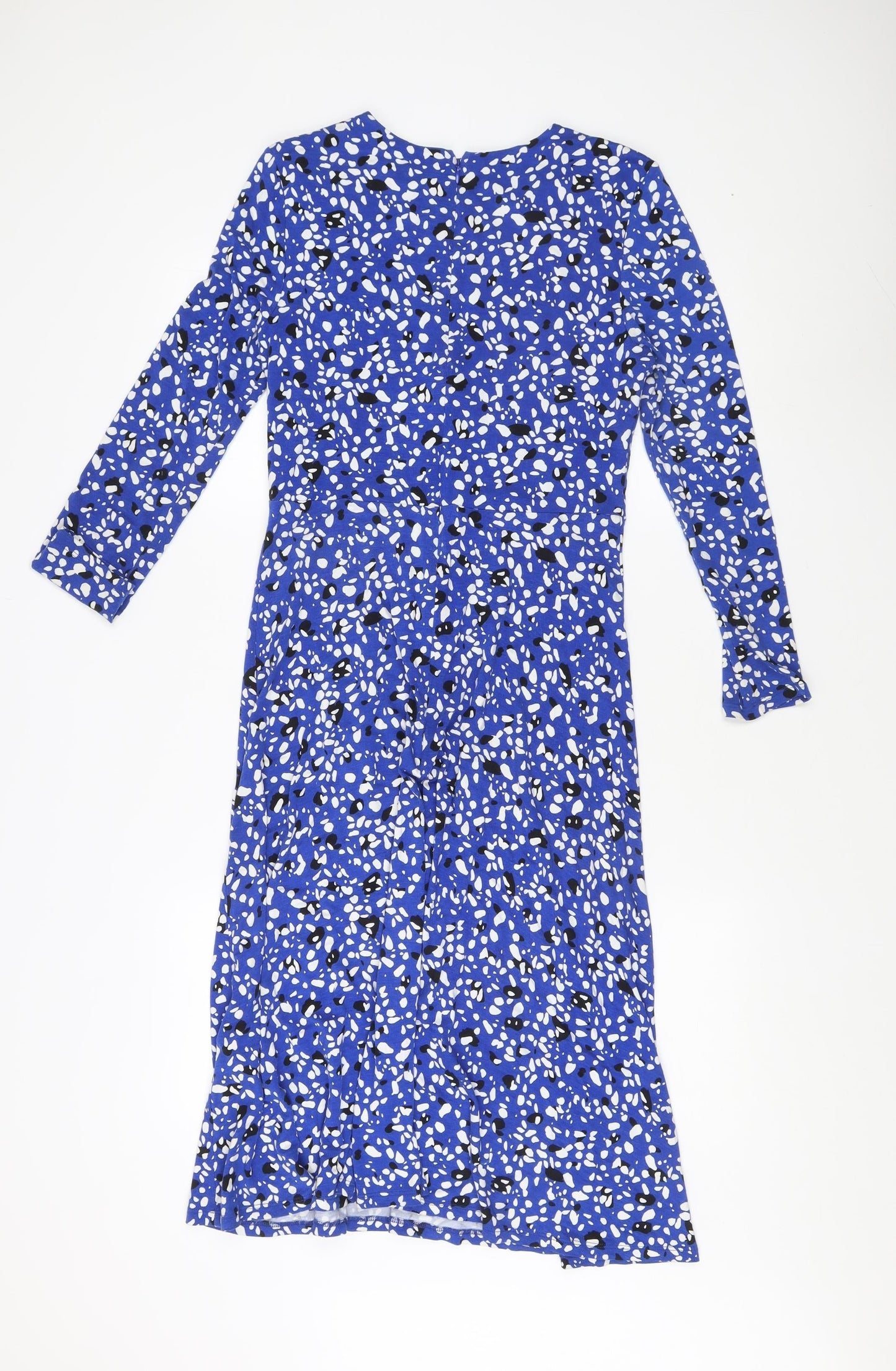 Hobbs Women's Blue Geometric Midi Dress UK 10