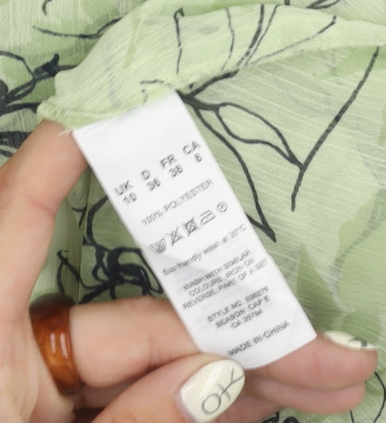 Eastex Women's Green Floral Tunic Blouse Size 10