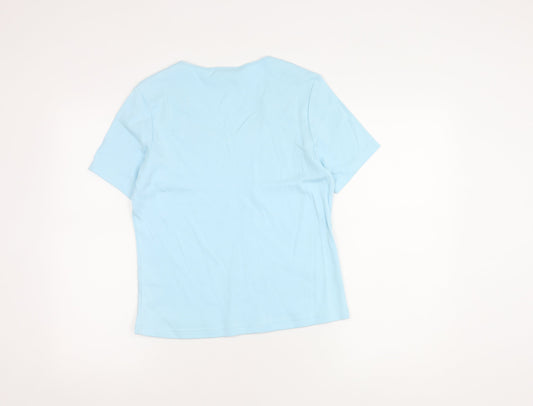 Eastex Women's Blue Cotton T-Shirt - Size 10, Embroidered