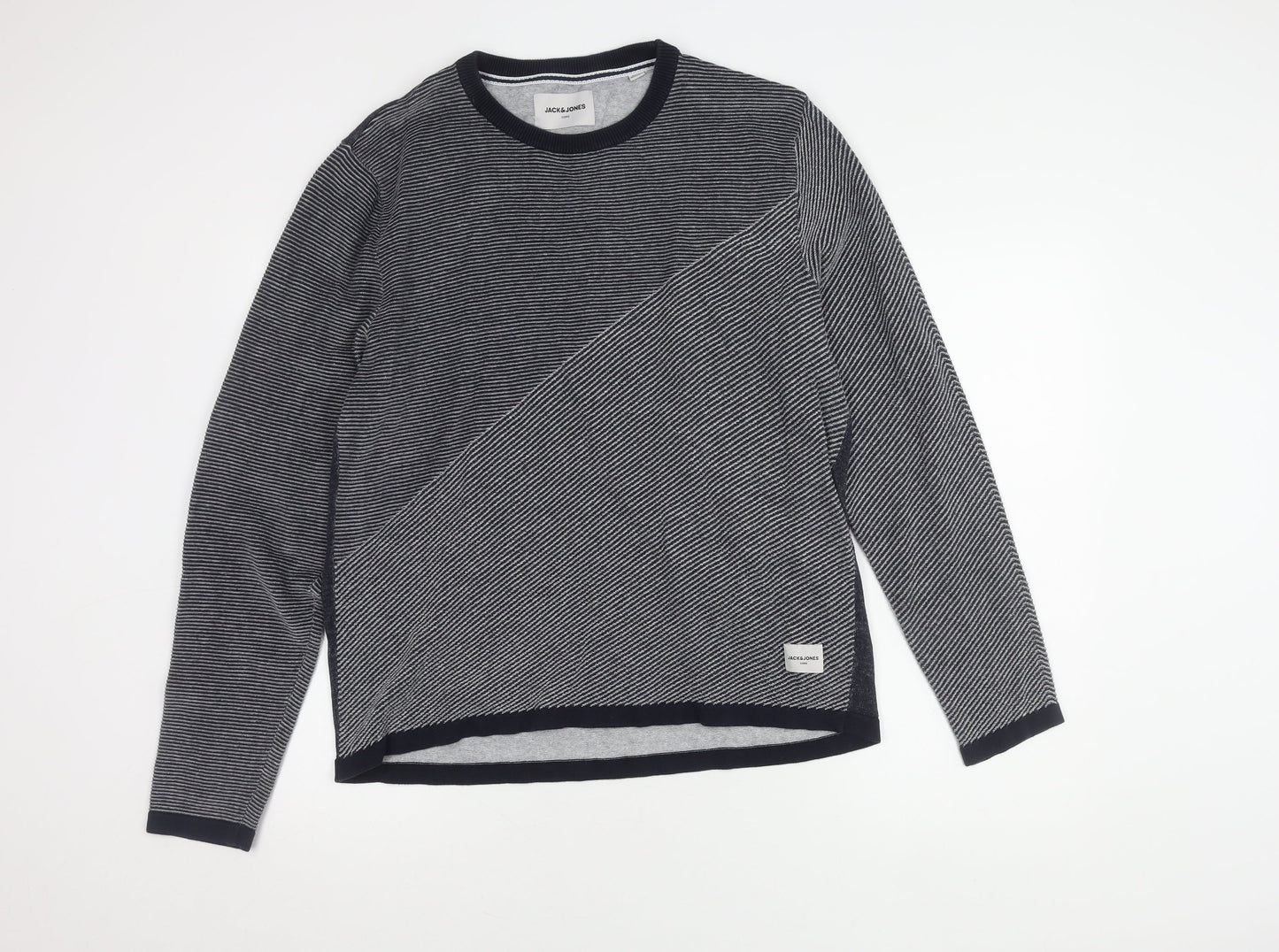 Jack & Jones Men's Black 2XL Striped Pullover