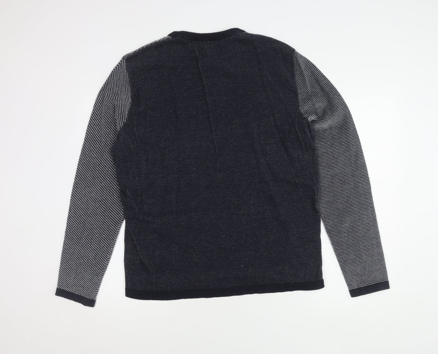 Jack & Jones Men's Black 2XL Striped Pullover