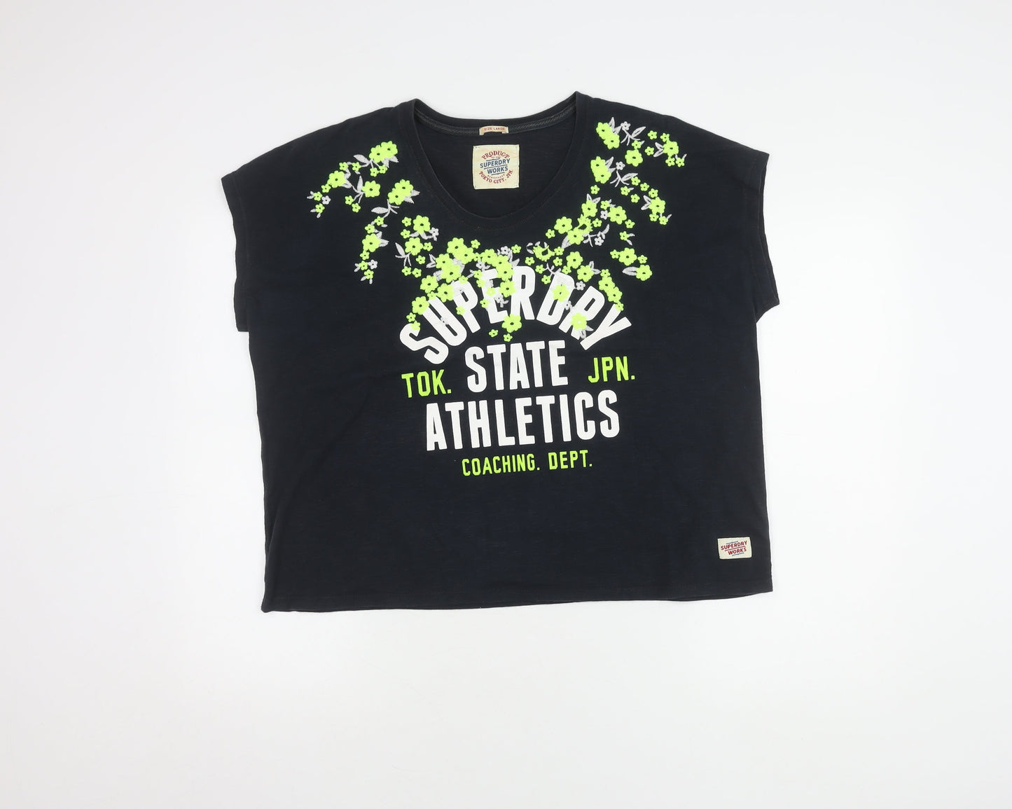 Superdry Women's Black L T-Shirt, Sleeveless, Athletic
