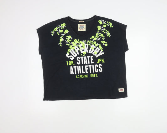 Superdry Women's Black L T-Shirt, Sleeveless, Athletic