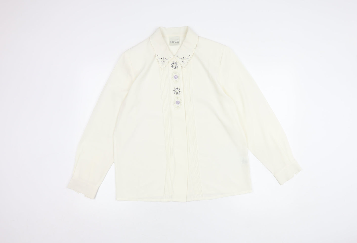 Eastex Women's White Button-Up Shirt, Size 10, Long Sleeve