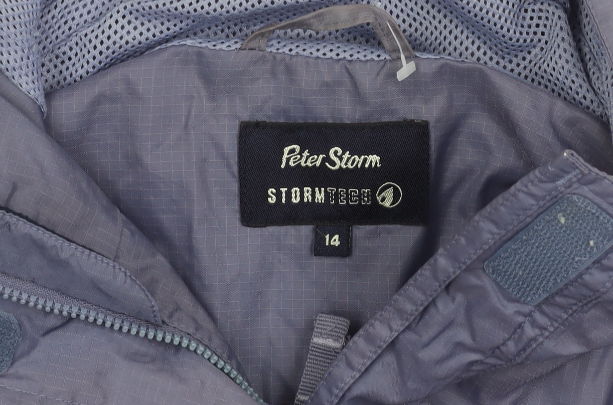 Peter Storm Women's Blue Hooded Rain Jacket Size 14