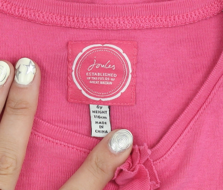 Joules Girls Pink Sleeveless Ruffle Tank Top - Size 6Y