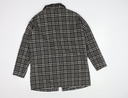 Stella Morgan Women's Grey Plaid Overcoat, Size 12