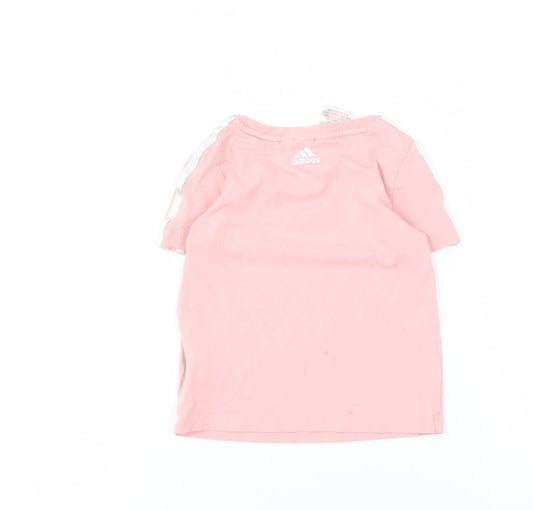 Adidas Girls Pink T-Shirt, 4-5 Years, Short Sleeve, Breathable