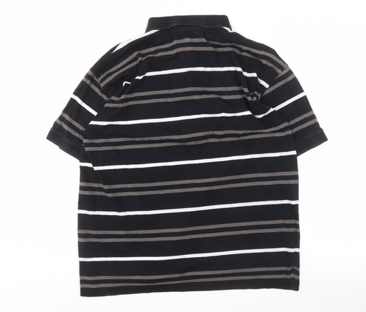 Guinness Men's Black Striped Polo Shirt L