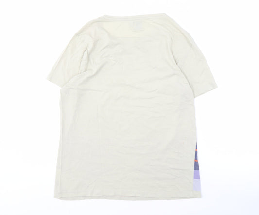 ASOS Men's Beige Striped T-Shirt, Size M