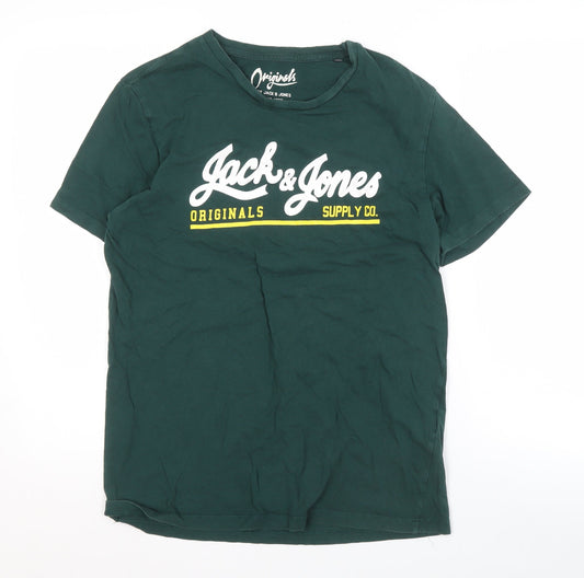 Mens UK Size M JACK & JONES Green Cotton T-Shirt