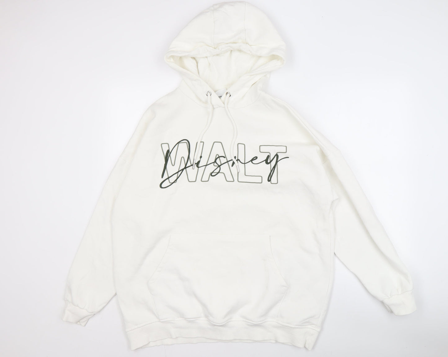 Disney White Graphic Print Unisex Hoodie - M