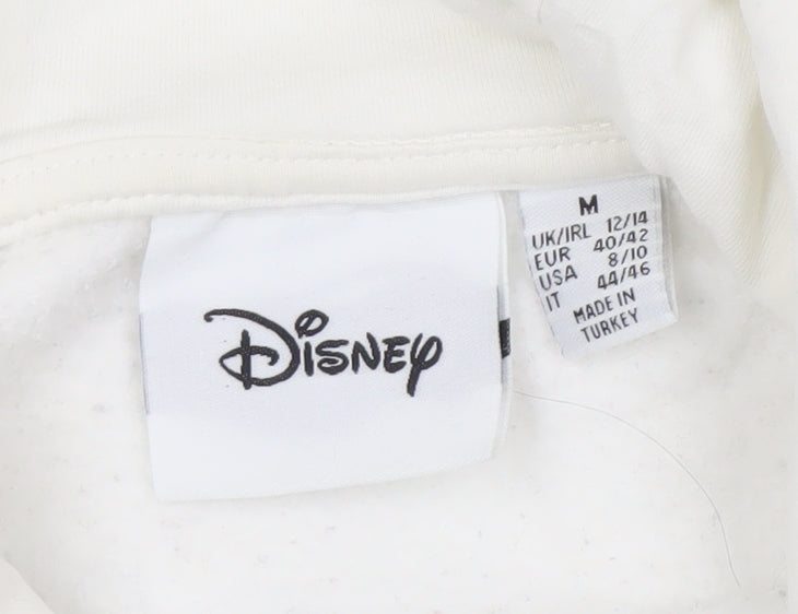 Disney White Graphic Print Unisex Hoodie - M