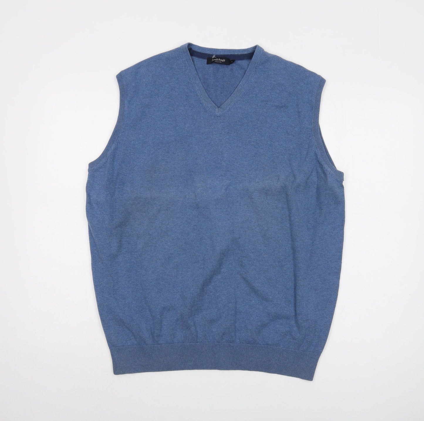 James Pringle Men's Blue Cotton V-Neck Vest L