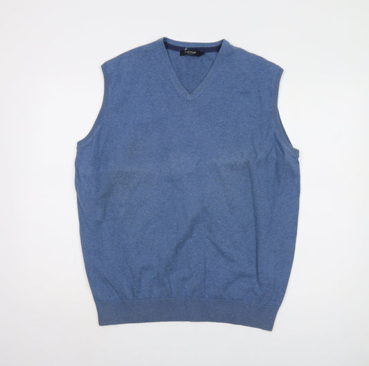 James Pringle Men's Blue Cotton V-Neck Vest L