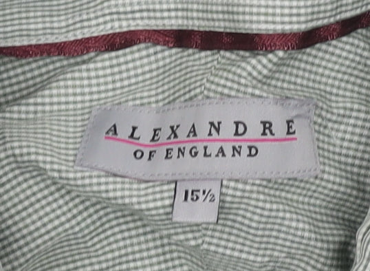 Brand and care label for Alexandre of England Men's Green Check Shirt