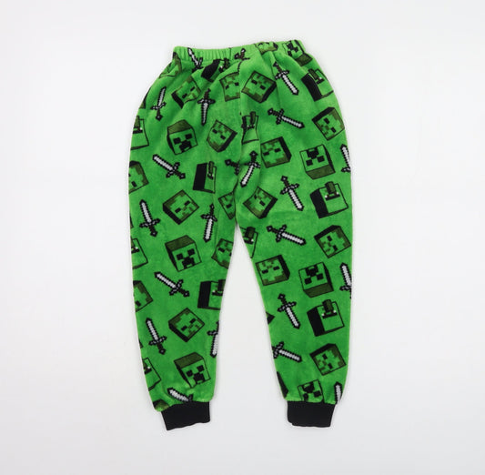 Minecraft Boys Green Fleece Pyjama Pants Age 7